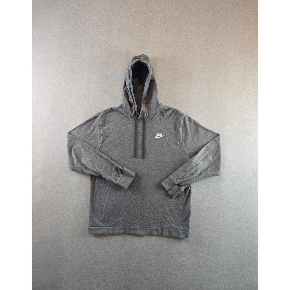 Nike Hoodie Mens Medium Gray Sportswear Club Lightweight Jersey BV2749-071
